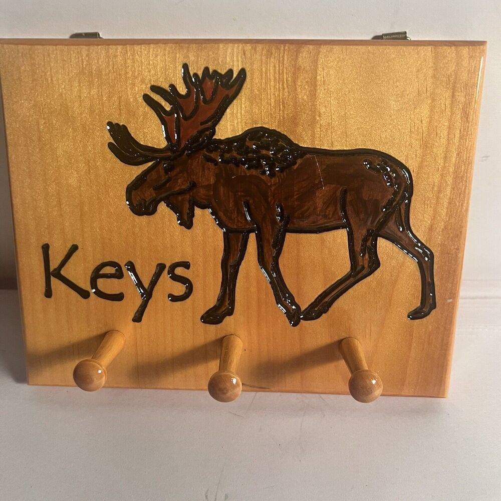 Wooden Key Holder Moose Design